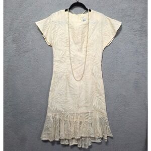 Vintage Seneca Lace Dress Drop Waist Pearls Ruffles Flutter Sleeves Size 11/12